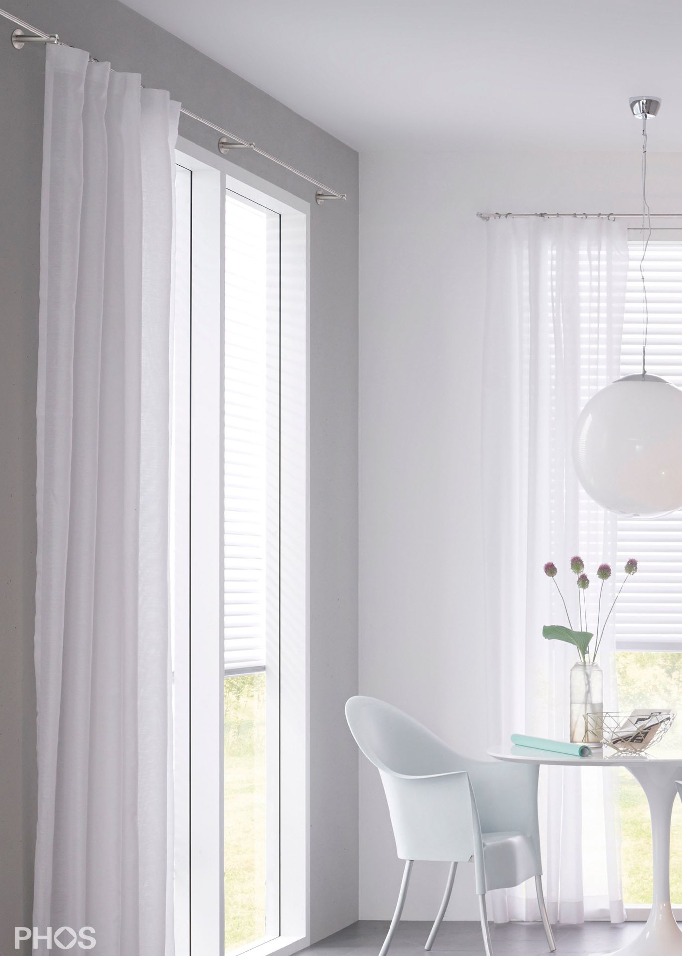 VS20-80E1600 Комплект карнизов: 160 см с 2 концевыми кронштейнами (небольшое расстояние от стены) PHOS  - Вид №3