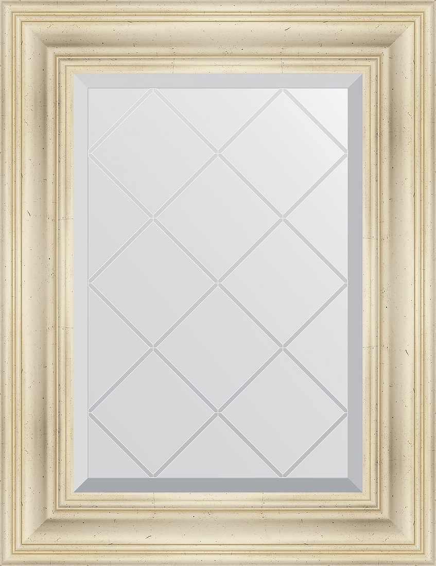 BY 4031 Зеркало с гравировкой в багетной раме - травленое серебро 99 mm EVOFORM Exclusive-G