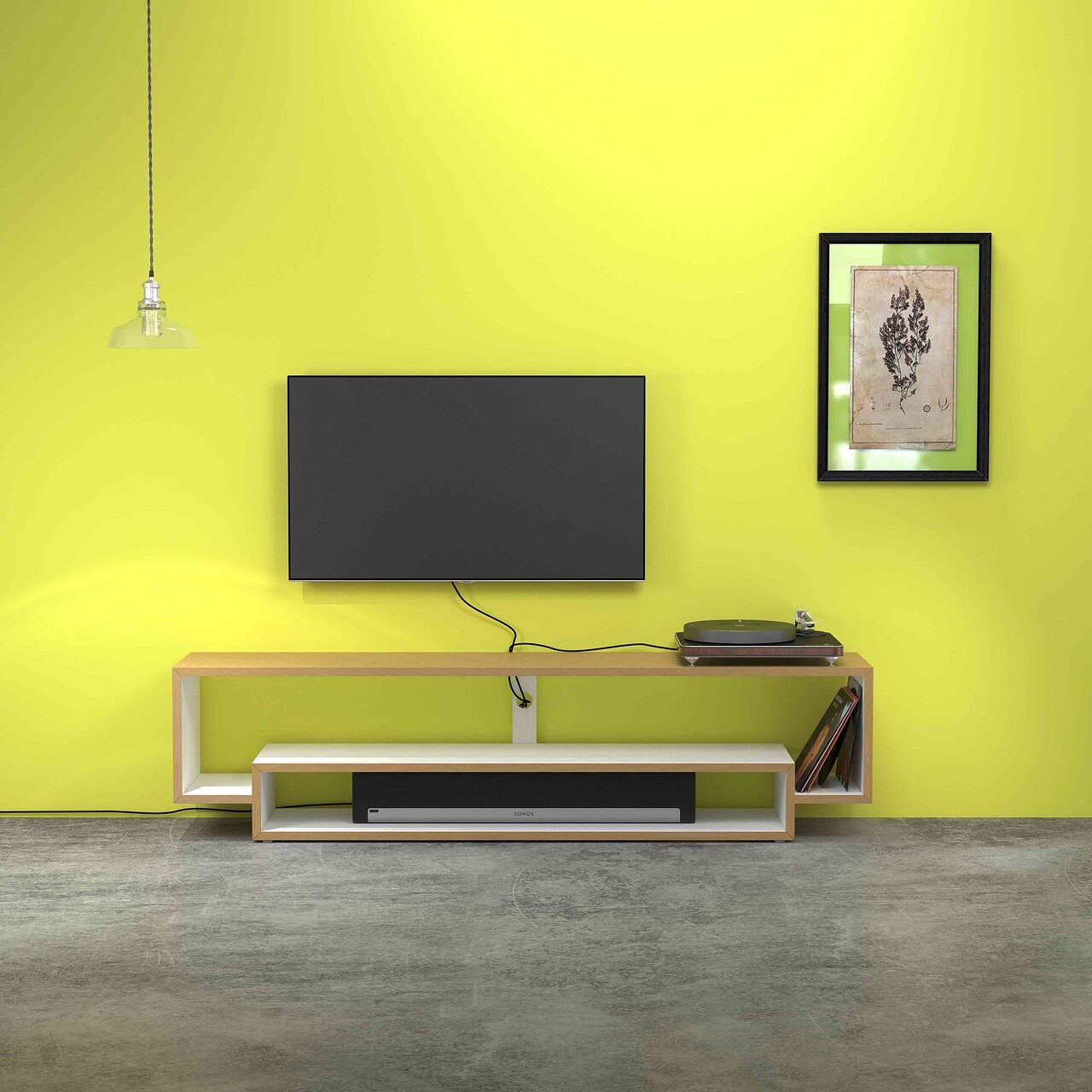 Тумба под телевизор длинная белая 140 см Tube-3 BRAGIN DESIGN  256499 Бежевый;белый  - Вид №1