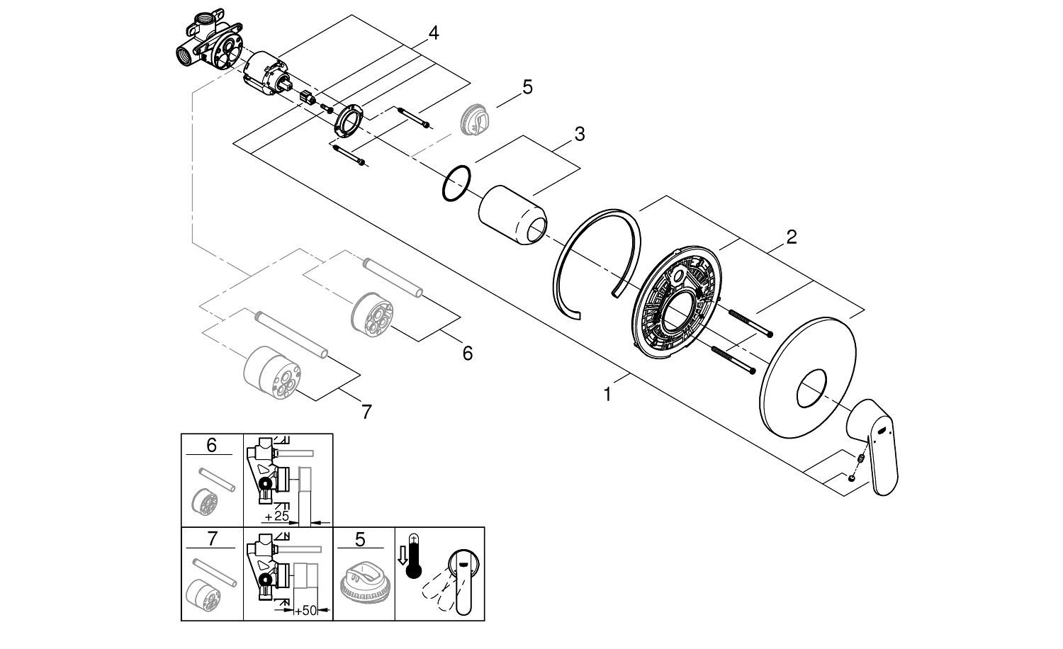 Однорычажный смеситель для душа Grohe Eurosmart Cosmopolitan ARCH-00032173 - Вид №3