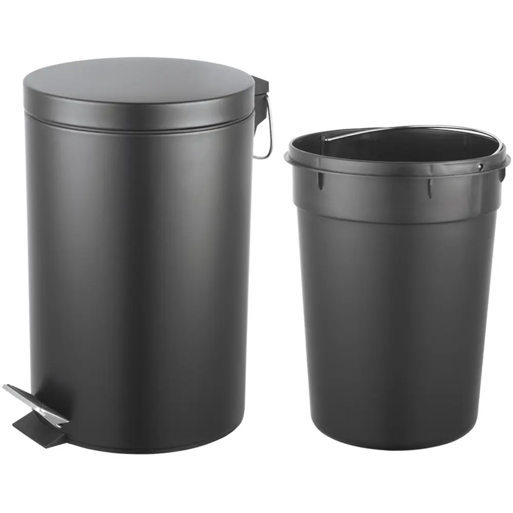 Бак для мусора в ванную комнату KONSENSA Терни 12 л сталь цвет черный STLM-2155300 - Вид №3