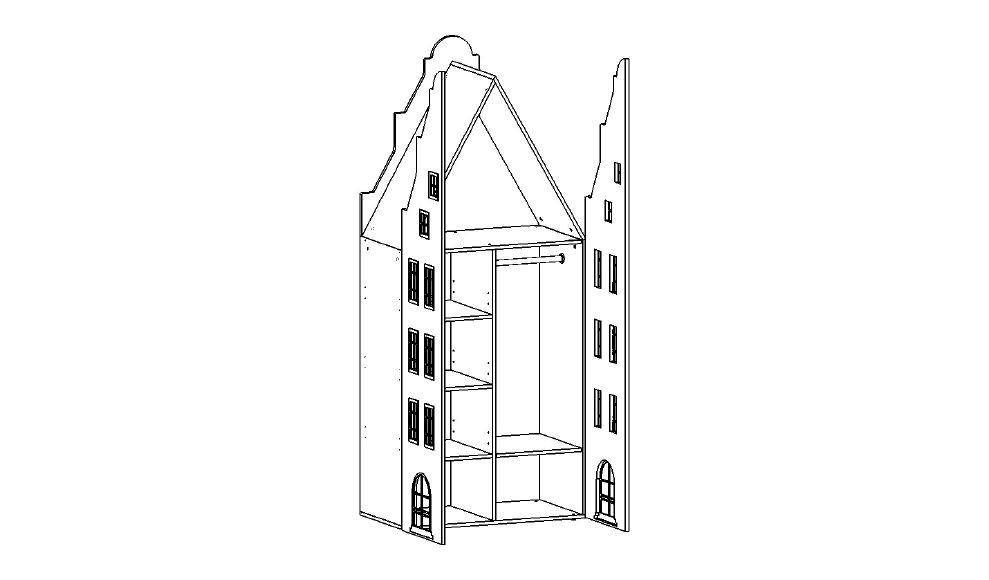 Шкаф-домик детский двухдверный "Амстердам-1" МАНДАРИН АМСТЕРДАМ 179524 Фиолетовый Santreyd  - Вид №3