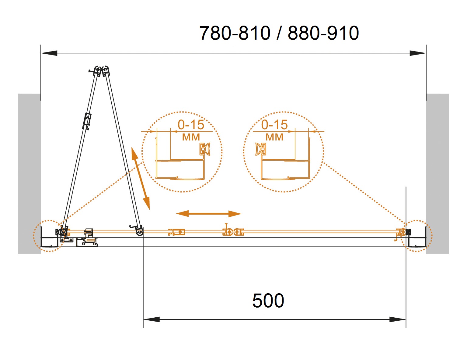 Душевая дверь в нишу CEZARES ECO-O-BS-80-C-Cr - Вид №6