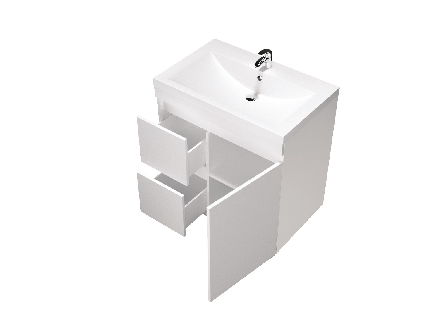 У79532 Тумба Cube 75Н 2в.я 1д Белый глянец 1 Marka CUBE