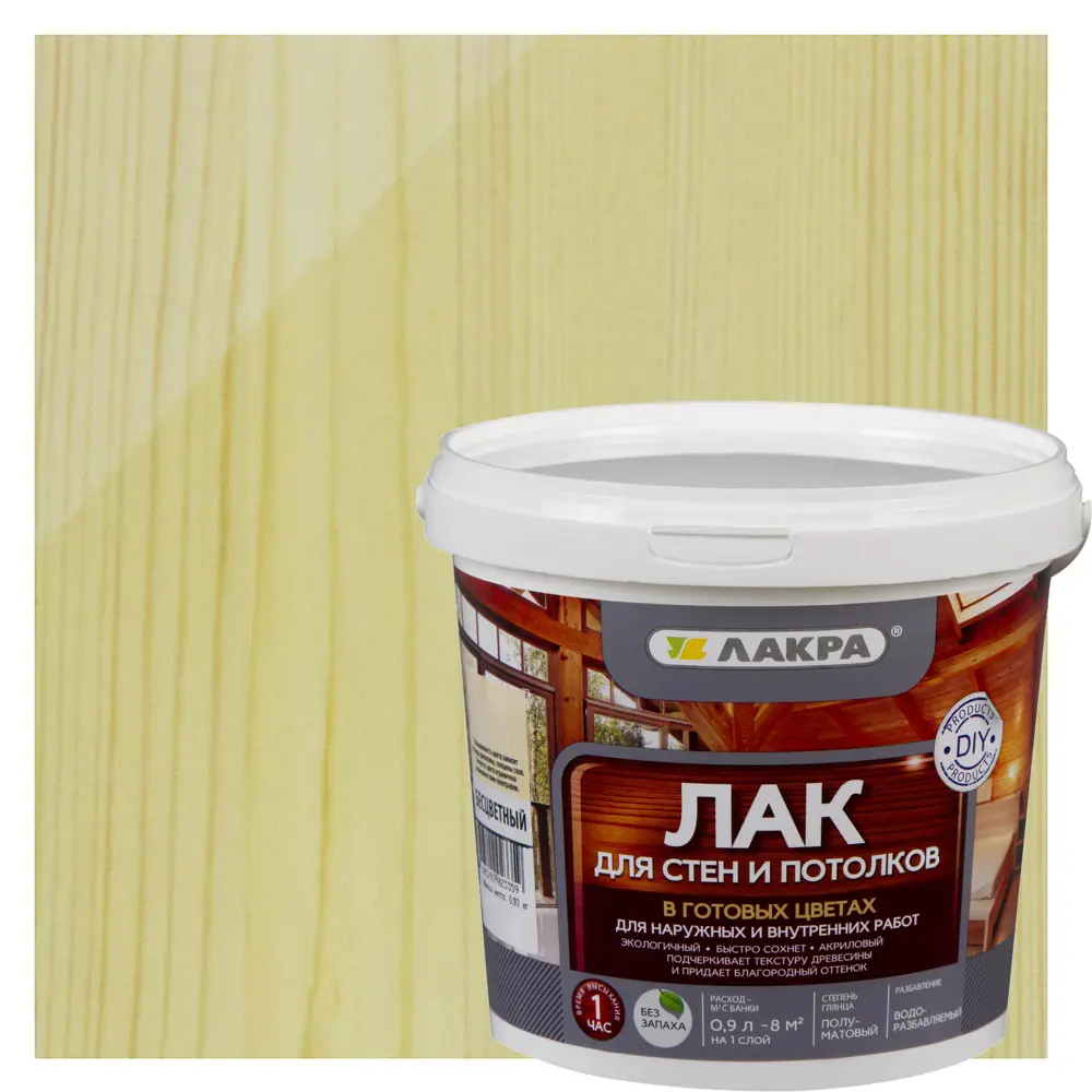 Лак тонированный для стен и потолка Лакра бесцветный 0.9 л 18552145 STLM-2196281 