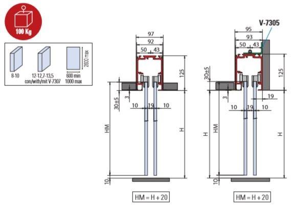 Metalglas Bonomi Комплект раздвижных дверей  V-7300  - Вид №1