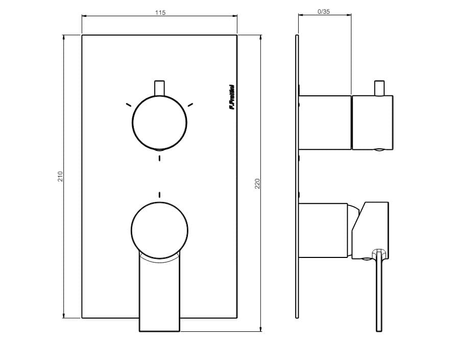 Однорычажный смеситель для душа с переключателем Rubinetterie Frattini ARCH-00128326 - Вид №2