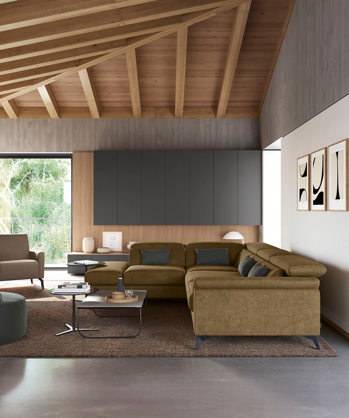 Модульный тканевый диван с подголовником Febal Casa Must ARCH-00014859