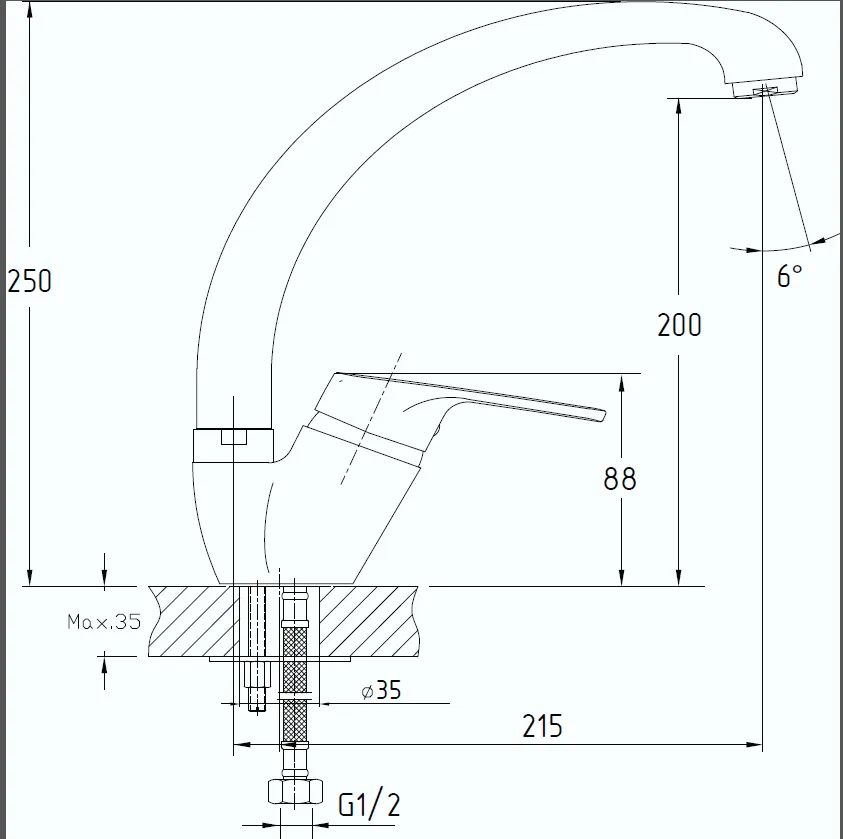 Кухонный смеситель 3323 кашемир GranFest  - Вид №1