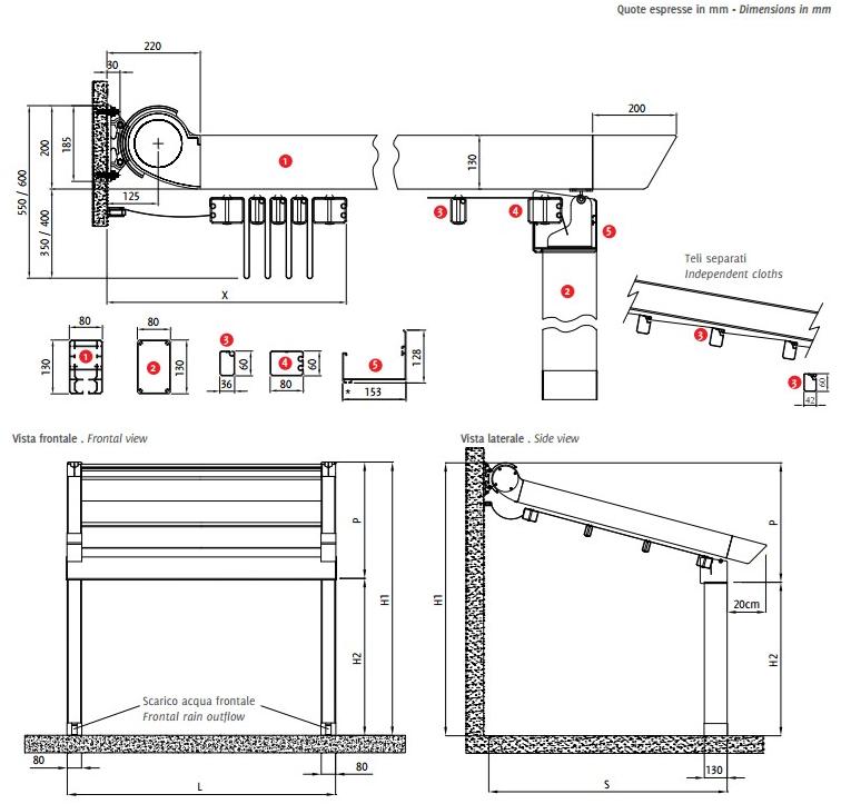 BT Group Пристенная пергола из ткани Pergotesa sun-id-1378793 - Вид №1