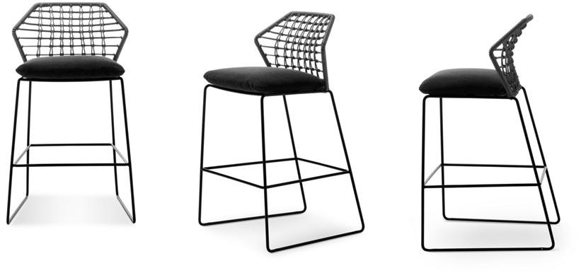 Saba Italia Высокий садовый табурет из ткани и полиэтиленовой веревки New york soleil sun-id-1430585 - Вид №3