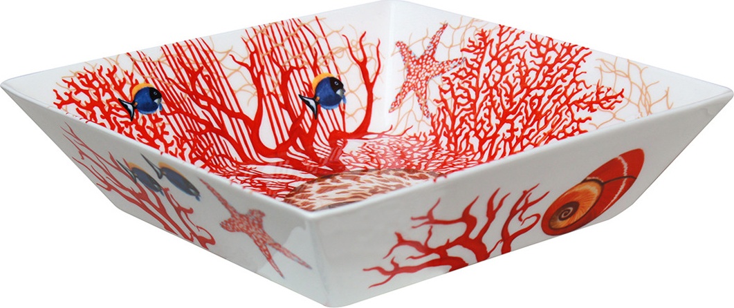 10662263 Taitu Салатник квадратный Taitu "Кораллы" 23,5см Фарфор костяной 