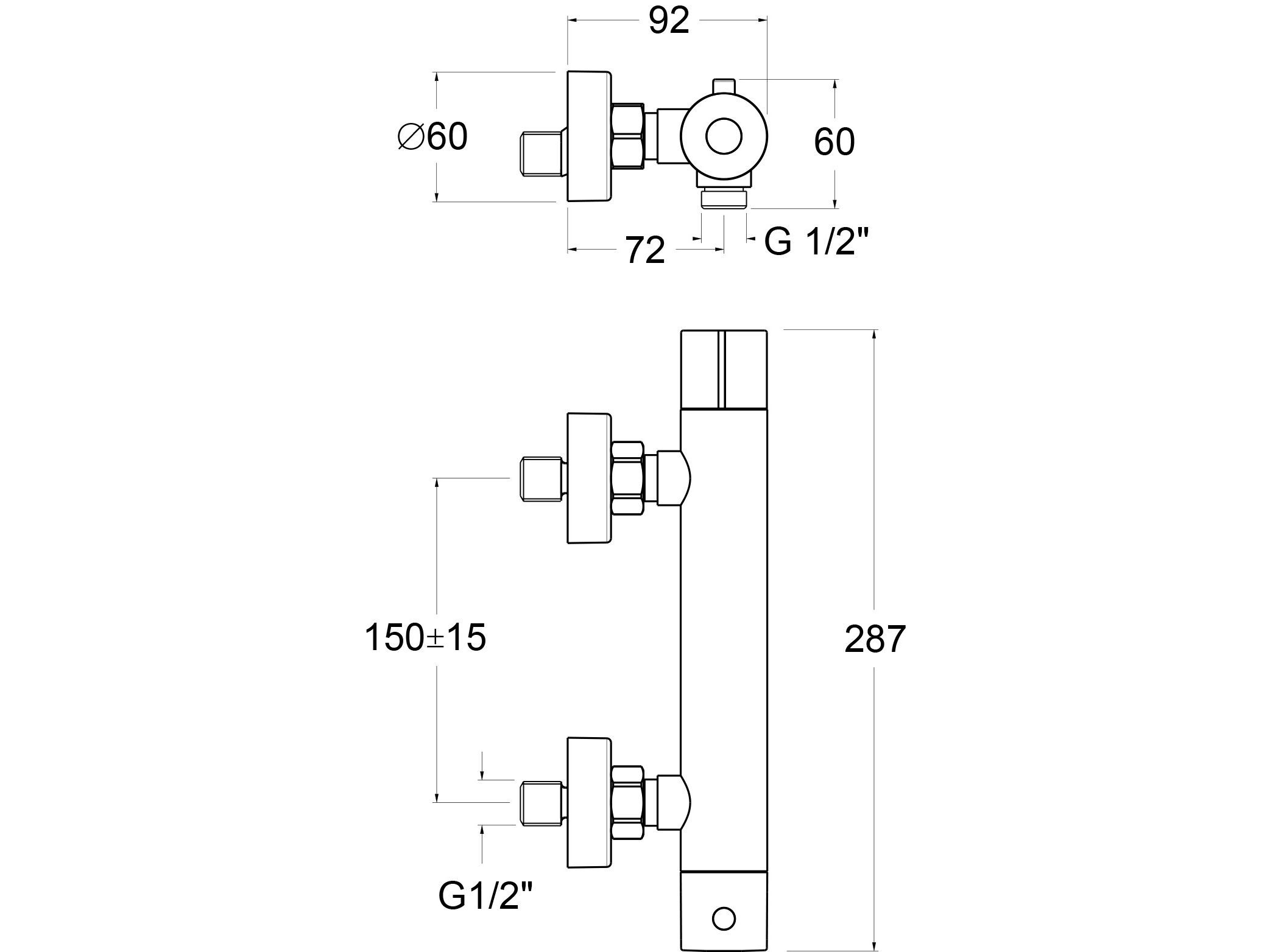 Внешний 2 отверстия термостатический смеситель для душа GUGLIELMI RUBINETTERIE DT40450 ARCH-00064180 - Вид №2