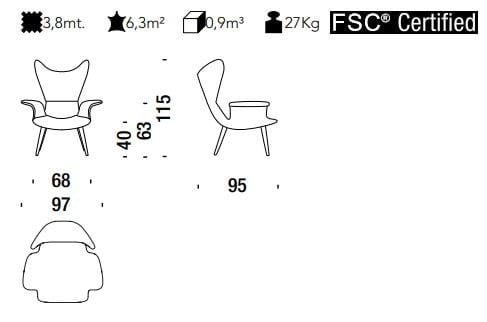 Тканевое кресло с подлокотниками MOROSO Longwave ARCH-00151470 - Вид №2