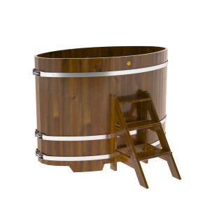 2275 Купель овальная из лиственницы Рустик 0,92х1,66х1,2 морёная Alyarus