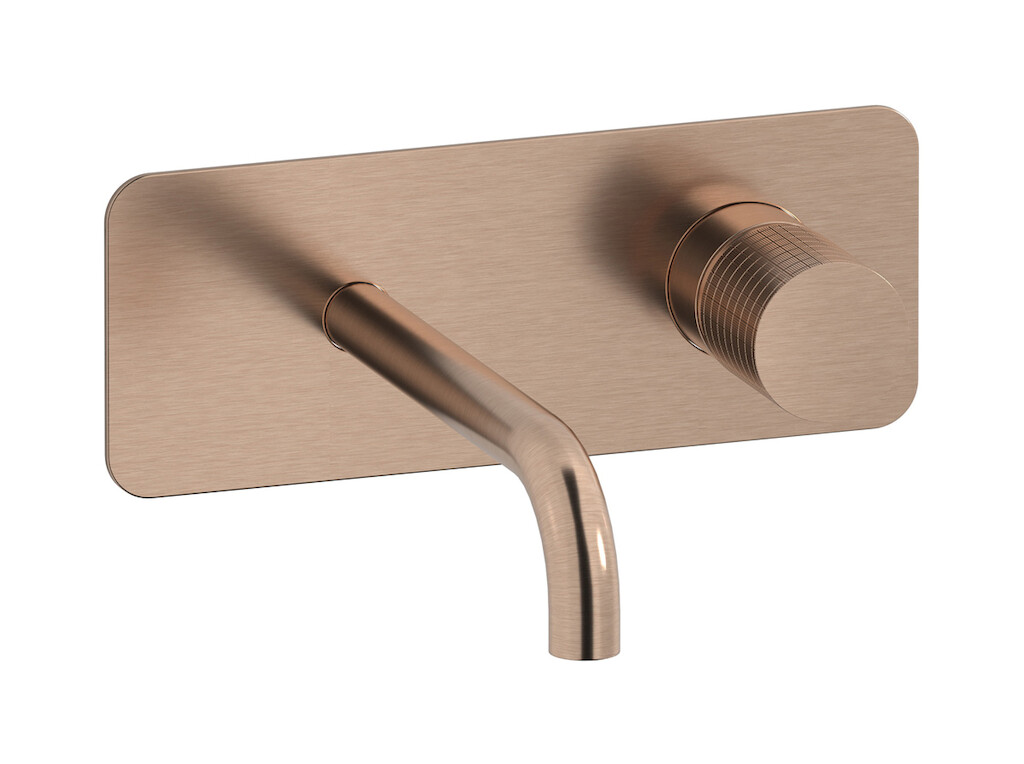 Встроенный в стену смеситель для раковины на 2 отверстия в комплекте с донным клапаном WE ARE IB ga206sr Brushed Rose Gold Gatsby