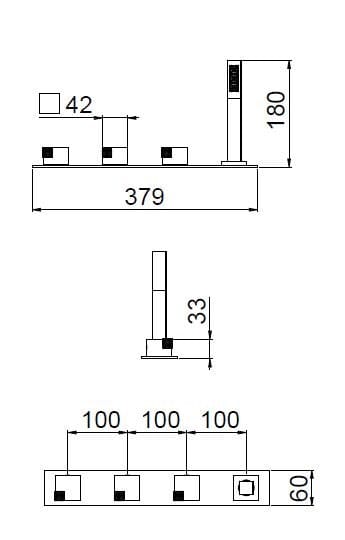 Хромированный смеситель для ванны CARIMALI QCUBE MISCELATORE VASCA ARCH-00076221 - Вид №2