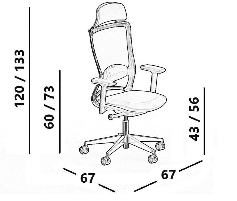 5-спицевое сетчатое офисное кресло с высокой спинкой Luxy ARCH-00091768 - Вид №7