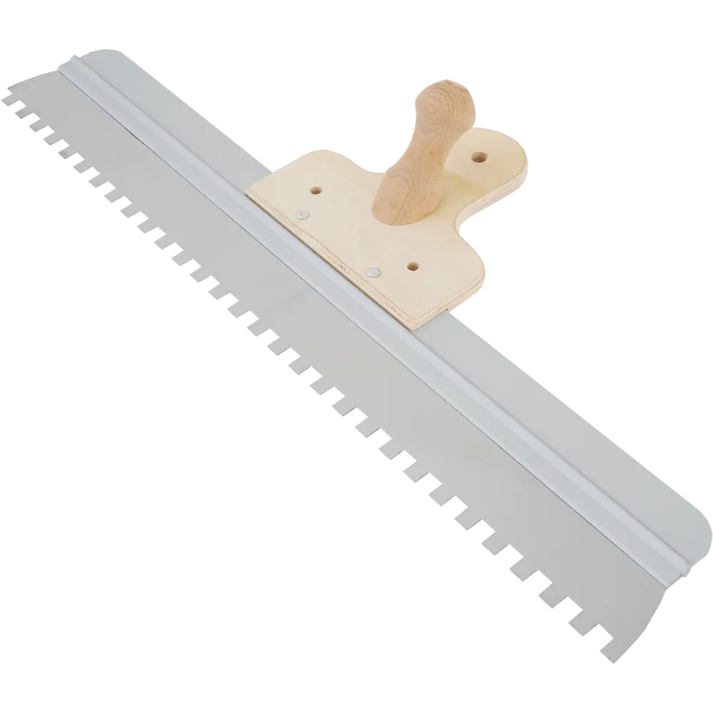 Шпатель поверхностный зубчатый из нержавеющей стали, 600 мм, деревянная ручка Hardy STLM-2202482