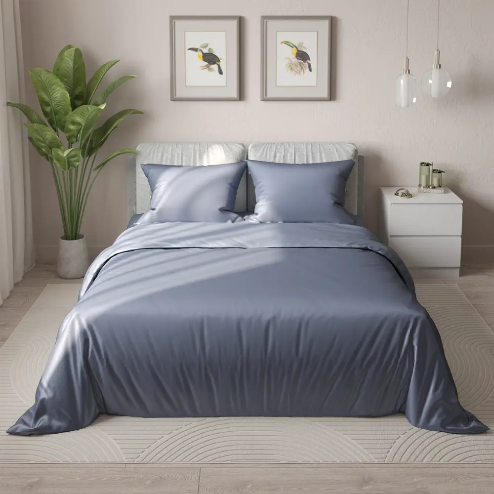 Комплект постельного белья НТК Евро в насыщенном синем цвете 89404955 STLM-1575176