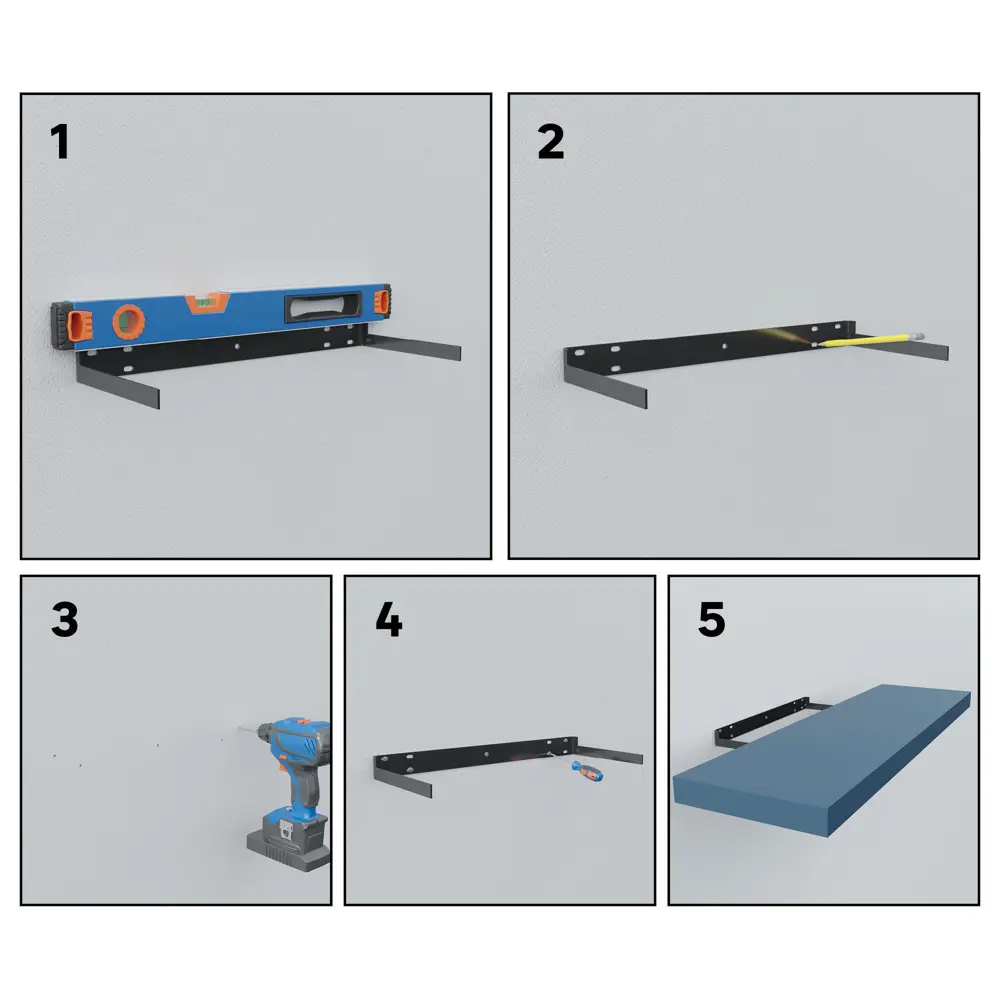 Полка настенная Spaceo Agata 80x23.5 см МДФ цвет синий STLM-2005932 - Вид №7