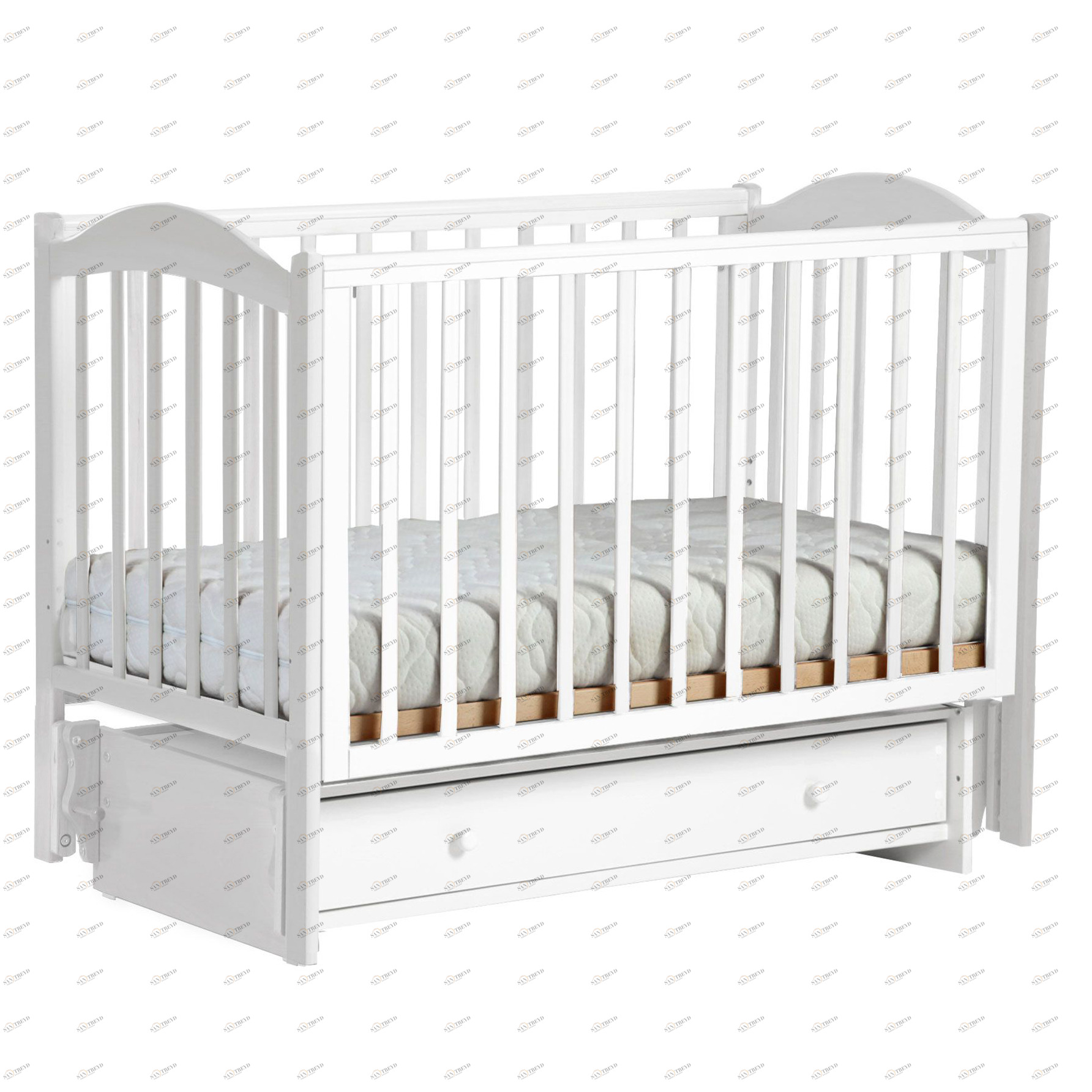 Детская кроватка с универсальным маятником "Кубаночка 2" белая ФАБРИКА ЛЕЛЬ  338395 Белый Santreyd 