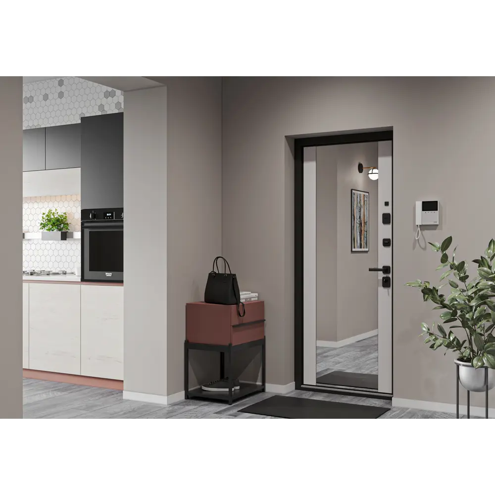 Дверь входная металлическая Браун Скай 95x205 см левая шелк белый с зеркалом TOREX STLM-2201780 - Вид №17