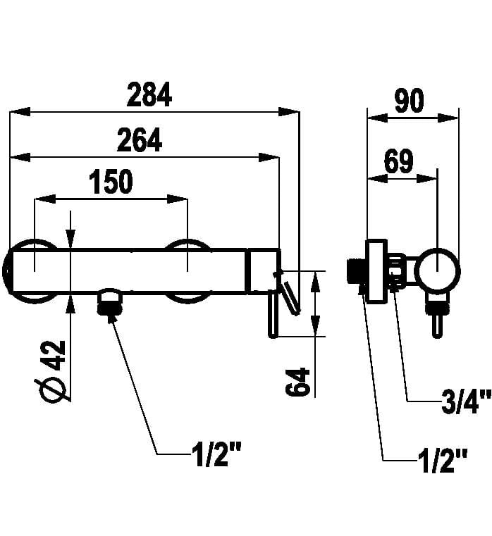 Однорычажный смеситель для душа KWC ONO E ARCH-00089407 - Вид №2