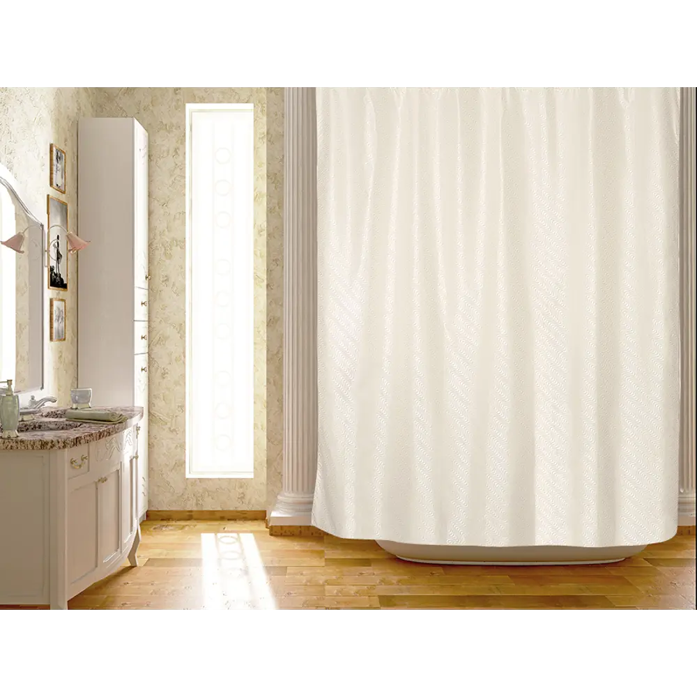 Штора для ванной комнаты «La perla» 180х200 см цвет бежевый WESS STLM-2057532 - Вид №7