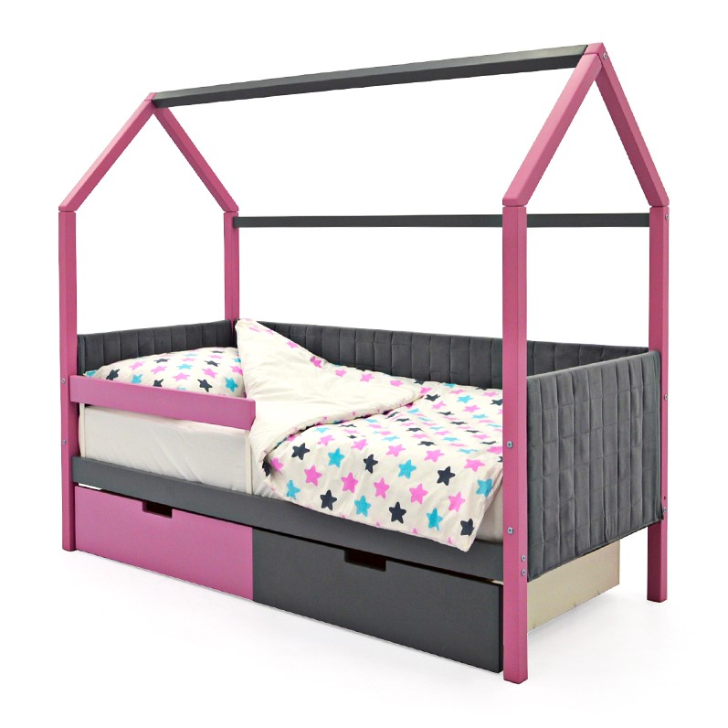 Детская кровать-домик мягкая лаванда-графит Svogen БЕЛЬМАРКО  00-3873184 Розовый;серый Santreyd  - Вид №4