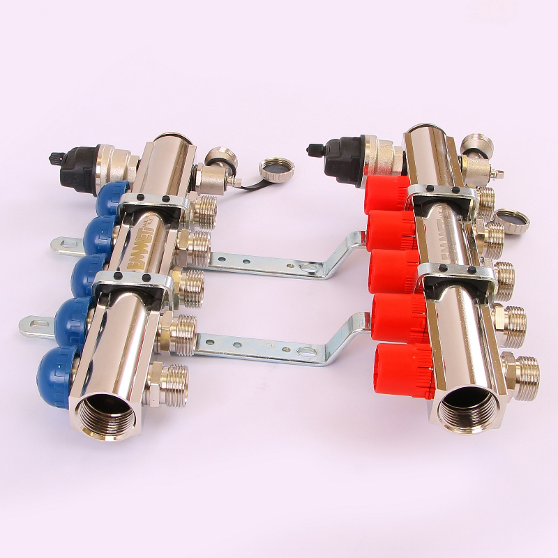 Коллекторная группа TOPWAY с регулировочными и термостатическими вентилями с резьбой под евроконус EMMETI 1"x3/4"ЕК 5 выходов 01298716 - Вид №2