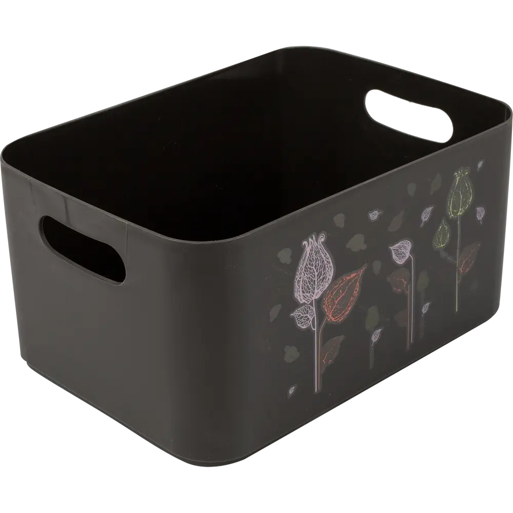 Корзина Flowers Pattern 15.79x12.12x11.5 см пластик цвет базальт BEROSSI STLM-2071600 - Вид №1