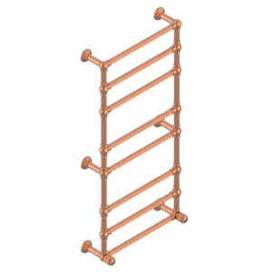 A9F-TWF8H2 Полотенцесушитель Традиционный каннелированный, 8 перекладин, 625 мм x 1325 мм, водяной, с 2 декоративными крестовыми рукоятками Thg-paris Jaipur с металлическими ручками Matt blush PVD