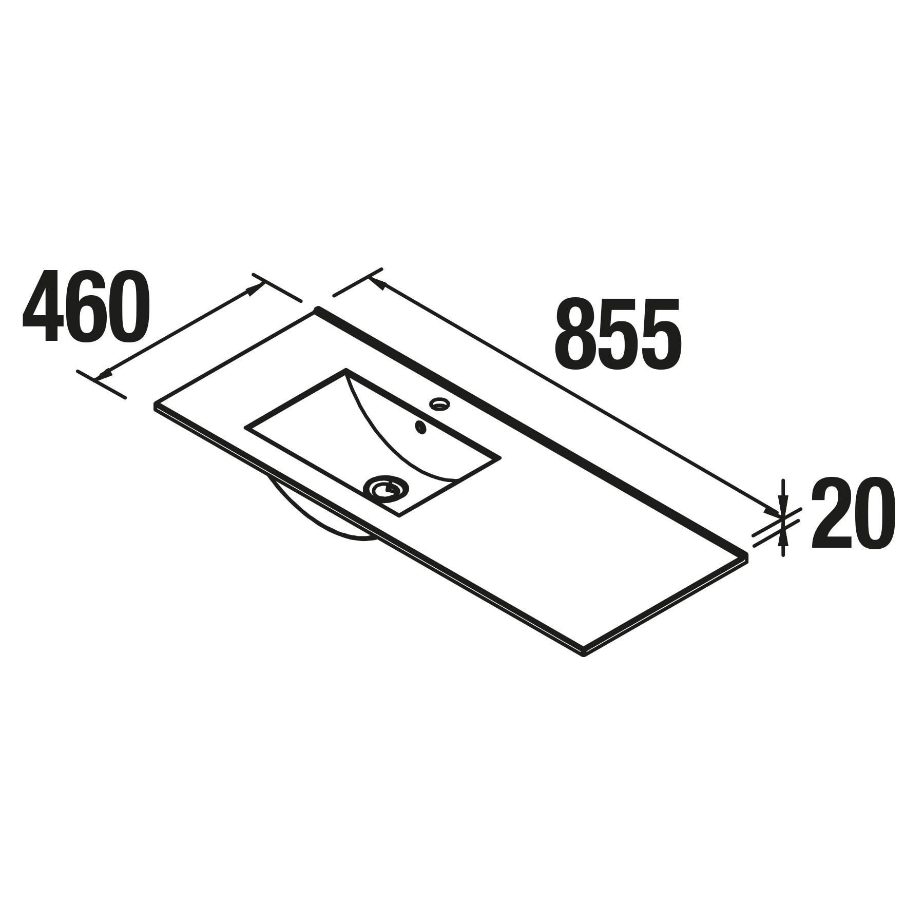 21090 SALGAR Раковина IBERIA 855 тумба для хранения справа БЕЛЫЙ ФАРФОР 855 x 20 x 460 мм  - Вид №1