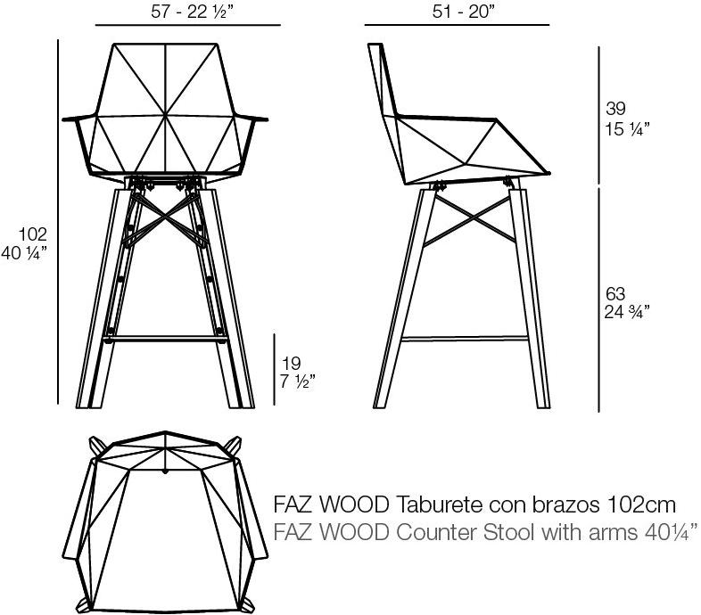VONDOM Садовый стул из полипропилена с подлокотниками Faz wood 54304, 54304f - Вид №3