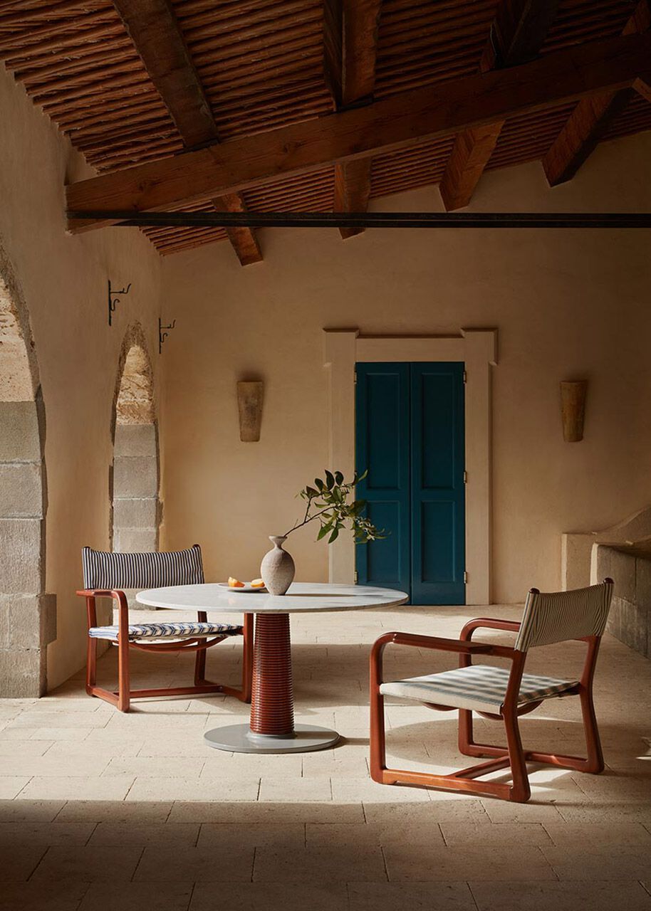 Круглый стол из мрамора и красного дерева Exteta Sunset ARCH-00118082 - Вид №4