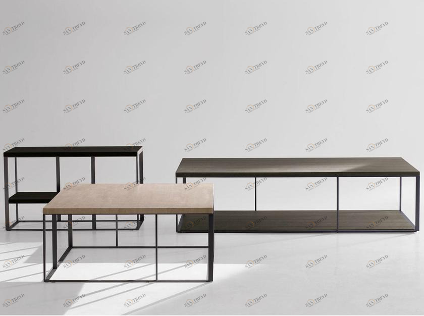 Maxalto Прямоугольный журнальный столик из стали и дерева Lithos sun-id-1419165