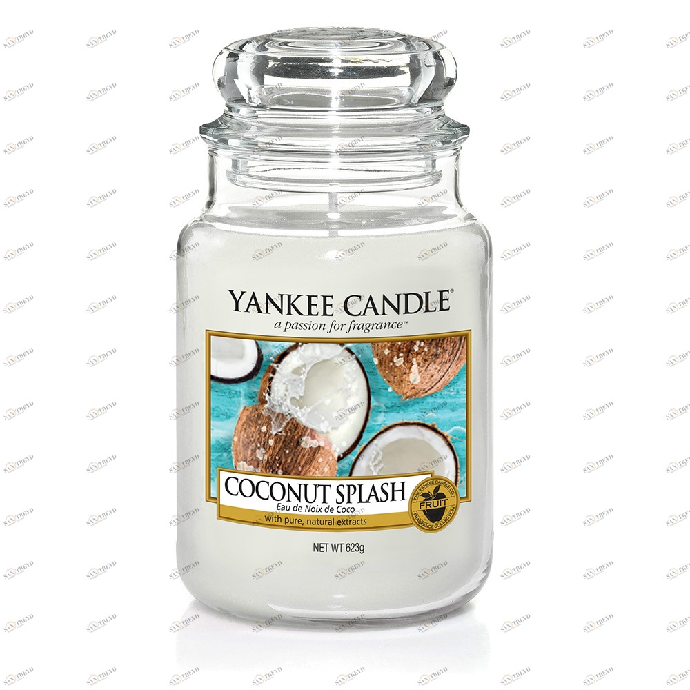 Свеча большая в стеклянной банке "Кокосовый всплеск" Coconut Splash 623 гр 110-150 часов YANKEE CANDLE  267826 Белый 