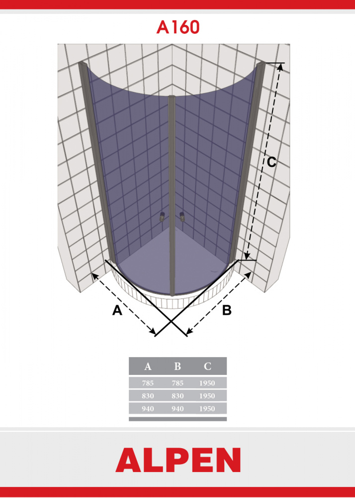 Душевая шторка ALPEN A160-90 A160N-90 - Вид №1