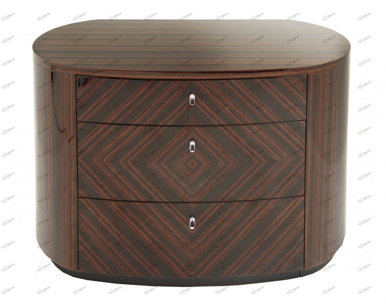 Комод с 3 ящиками овальный эбеновое дерево Lymn от RVAstley RVASTLEY ДИЗАЙНЕРСКИЕ, КОМОДЫ LYMN 060917 Коричневый 