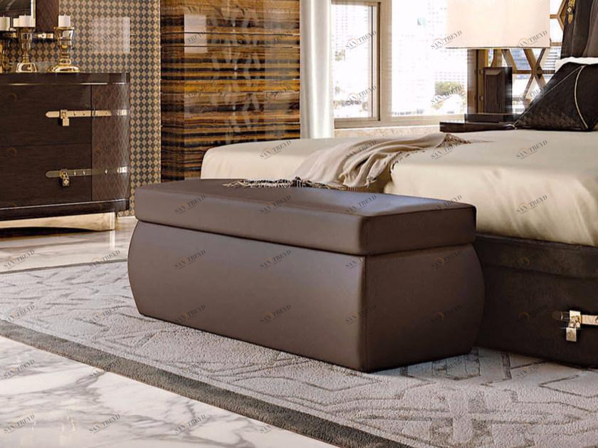 Turri Прямоугольный кожаный пуф с обивкой Diamond sun-id-1450853