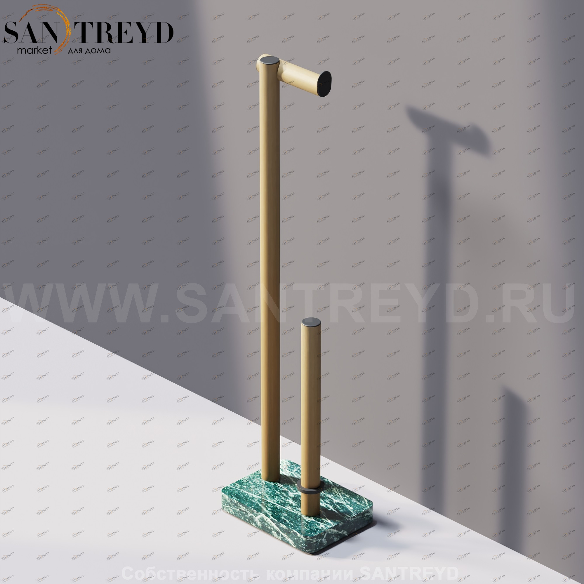 Agape DOT LINE Конструкция с функцией держателя для туалетной бумаги с запасным держателем под натуральный дуб на подставке из зеленого мрамора ADTL0461.RTV ADTL0461RTV