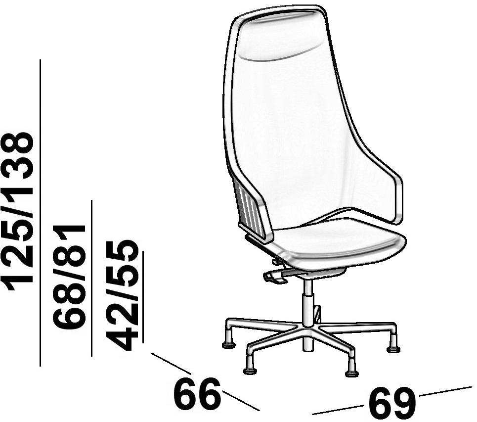 Luxy Регулируемое по высоте кресло руководителя с 5 спицами Italia sun-id-1501585 - Вид №6