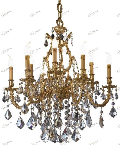 Possoni Illuminazione Французская золотая люстра с кристаллами шоулера Ashford 090/6+3-sh/p 