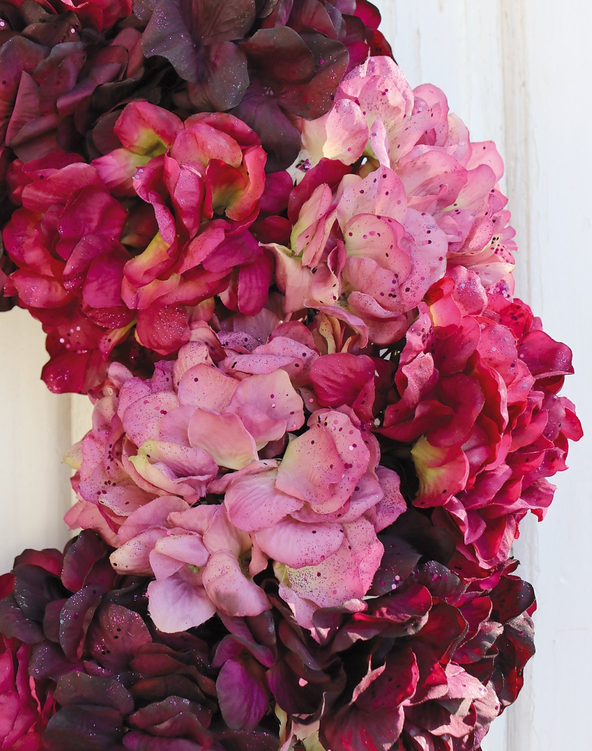 2010 231 a3 Искусственный венок из гортензии с глиттером, Ø 55 см, фиолетово-золотой H-andreas  - Вид №1