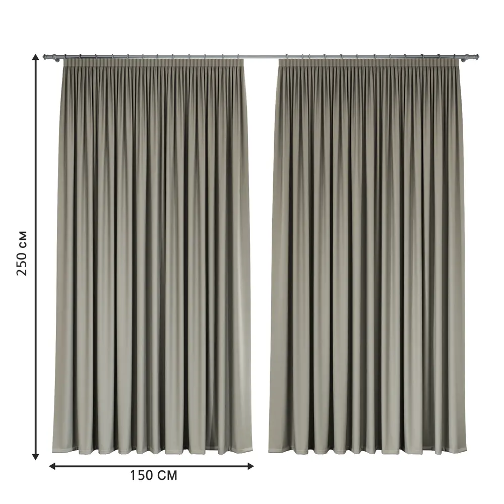 Шторы Miamoza Dark бежевые блэкаут 150x250 см с ленточным креплением 89420199 STLM-1579022 - Вид №2