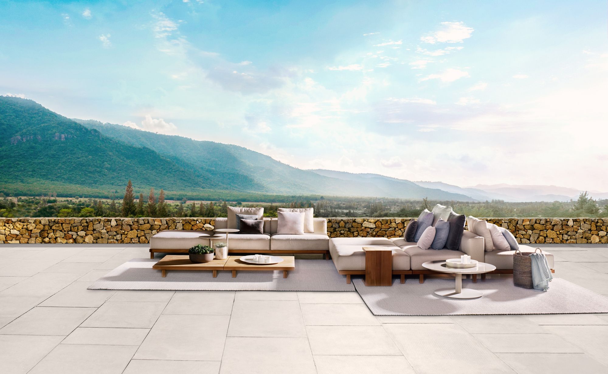 Секционный садовый диван с водоотталкивающими подушками TRIBÙ Vis à vis ARCH-00106248 - Вид №12