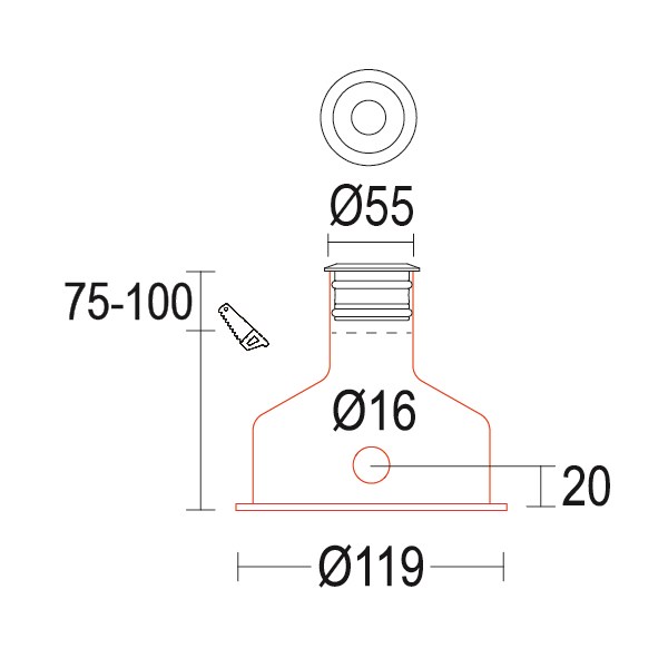 MaxiSegno Flat 55 Ghidini Segno Flat RD .15 Нержавеющая Сталь  - Вид №2