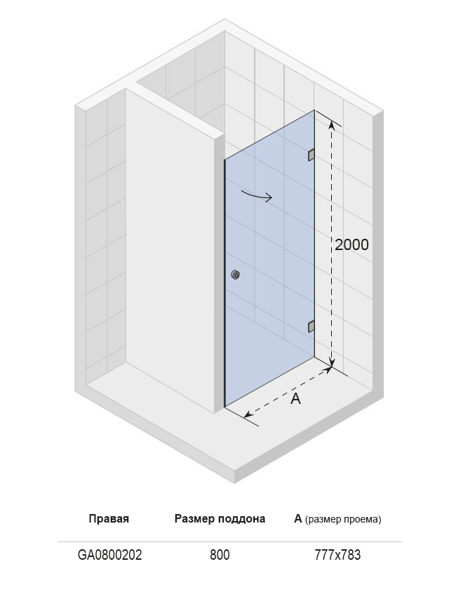 GA0800201 Душевая дверь Riho Artic Santreyd - Вид №3