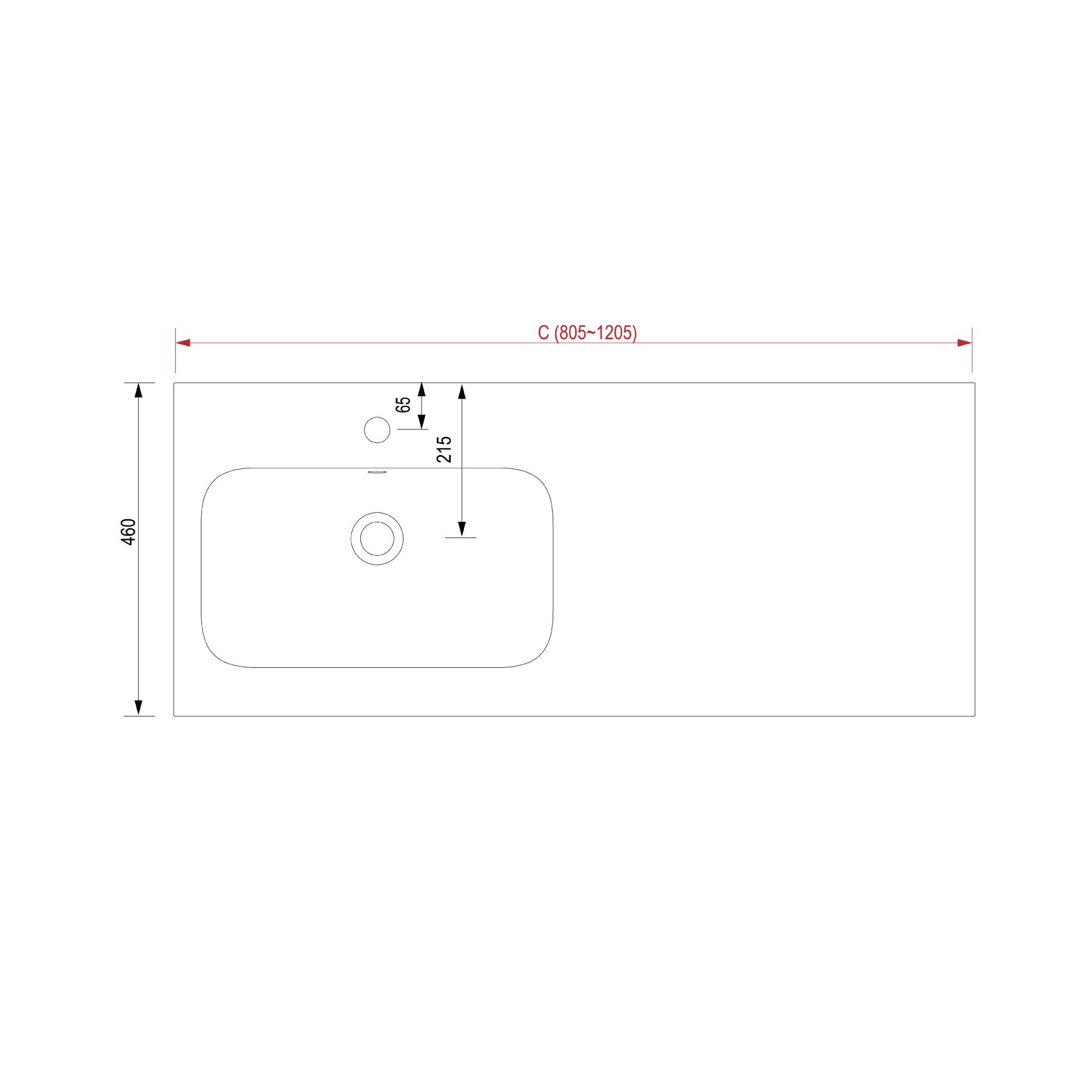 24393 SALGAR Раковина на заказ SOFIA 1205 Тумба для хранения справа MINERALMARMO 1205 x 15 x 460 мм - Вид №1